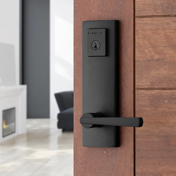 matte black door hardware adds a touch of luxury