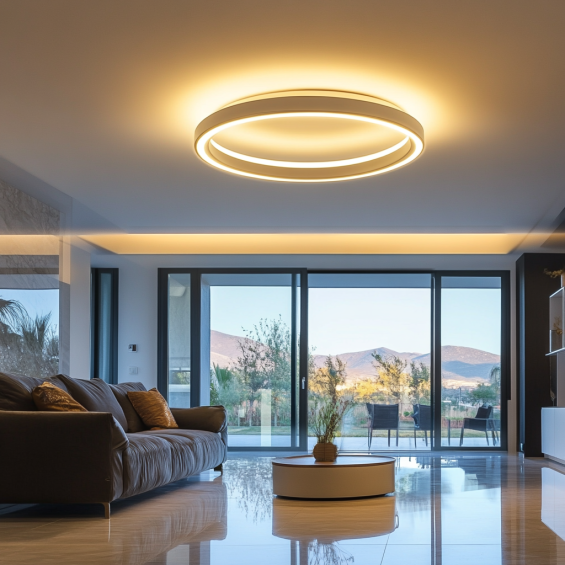 modern LED flush mount light fixture example, luxury lighting