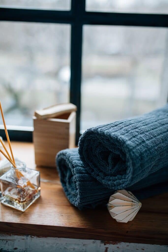 black towels on the table